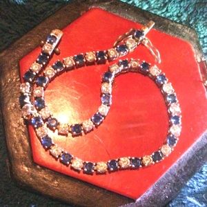 14 k Sapphire and diamond tennis bracelet